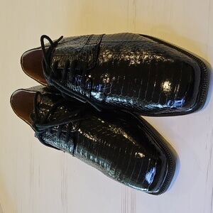 NWOT Giorgio Brutini Black Genuine Snake Upper Lace-Up Oxfords Shoes 8M